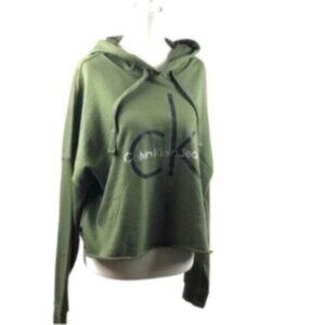 NWT Calvin Klein Olive Green Cropped Hoodie Med